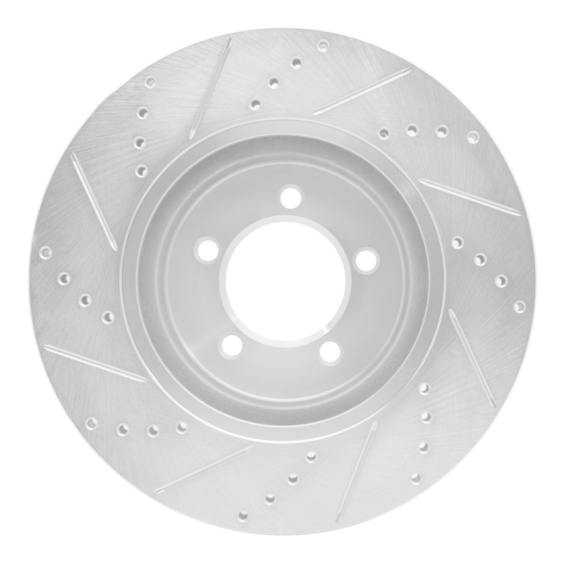 Lincoln Aviator Brake Rotor (1) - Front Right - R1 Concepts - Drilled & Slotted - Silver - `03-`05